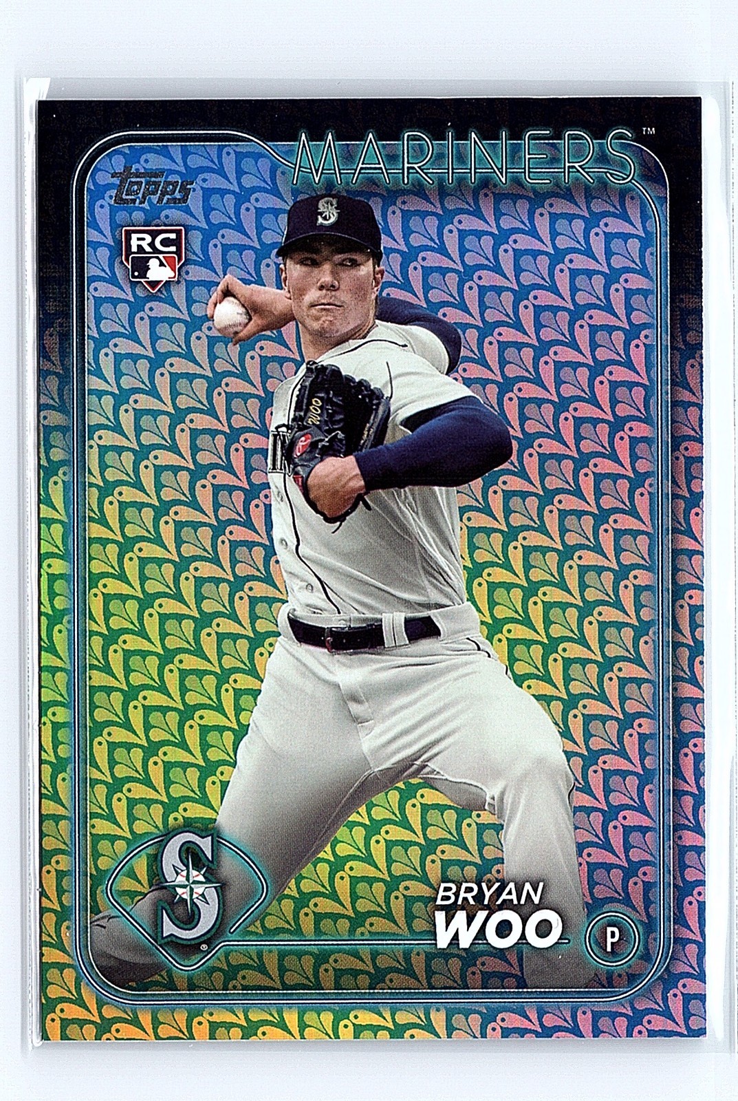 2024 Topps Series 1 Bryan Woo #12 Holiday Parallel ROOKIE - Mariners