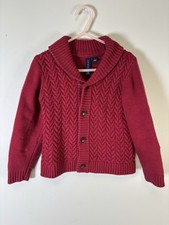 Janie and Jack red cable knit cardigan Shawl Collar Size 3T