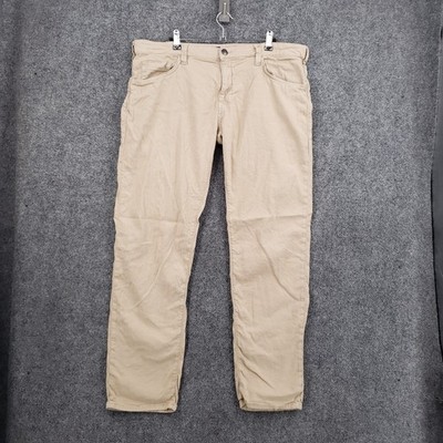 Mavi Jeans Zach Straight Leg Chino Pants Mens 38x32 Beige Linen Blend Flat Front