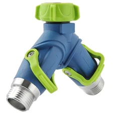 Garden Hose Splitter, 2 Way Lever Flow through Valve Connector, Water Hose Split
