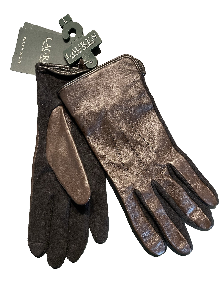 新品 Ralph Lauren レザー 手袋 Leather Gloves Lauren Ralph Lauren LRL NWT Women's L Brown Leather Touch Gloves