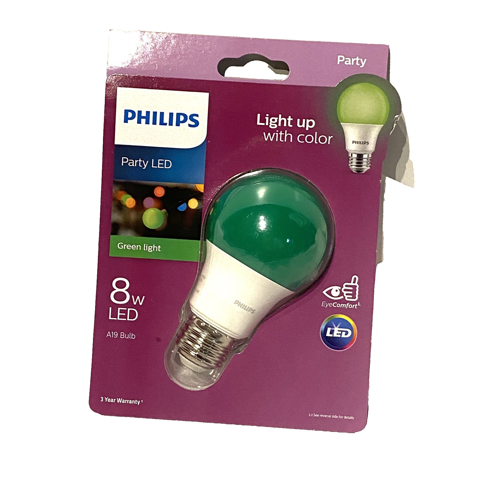 1 count philips party LED 8 W light bulb GREEN