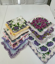Vintage Ladies Hankies Lot Of 12 -- ALL ABOUT BEAUTIFUL VIOLETS