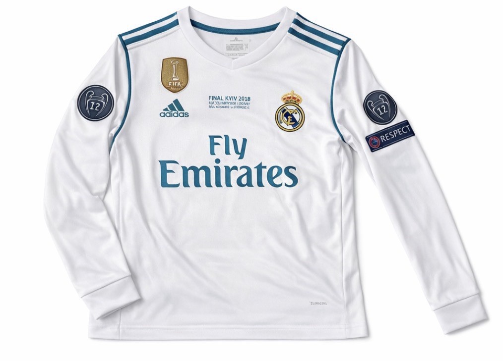 Youth adidas Real Madrid Cristiano Ronaldo Final 2018 White Long Sleeve Jersey