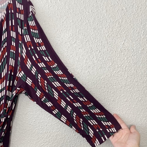 Ava & Viv Plus Size Asymmetric Knit Dress 2X Fall Burgundy Boho Geo Western - Picture 4 of 15