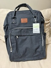 KeaBabies Grey Explorer Diaper Bag Backpack Multi Pocket Baby Changing Pad NWT