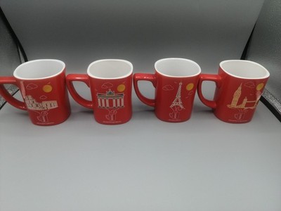 4 x Nescafe Kaffeebecher Sammeltassen Berlin Rom Paris London