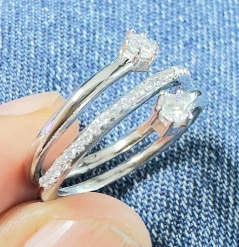 Round Moissanite Wrap Ring 925 Sterling Silver Women Engagement Ring 7