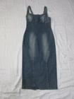 Stitch & Feather Ladies Denim Empire Waist Fitted Dress w Adjustable Straps, Ex!
