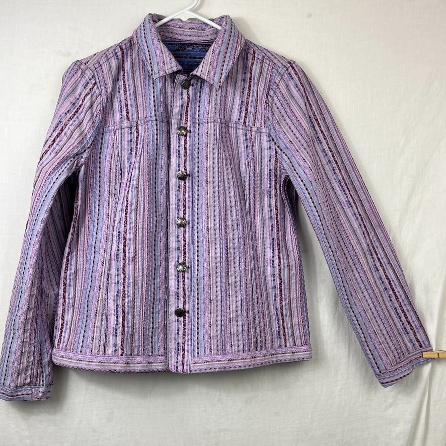 Reversible Embroidered Button Front Jacket Womens… - image 6