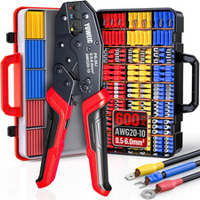 Crimping Tool for Heat Shrink Connectors Kit AWG 22-10/600Pcs Connectors