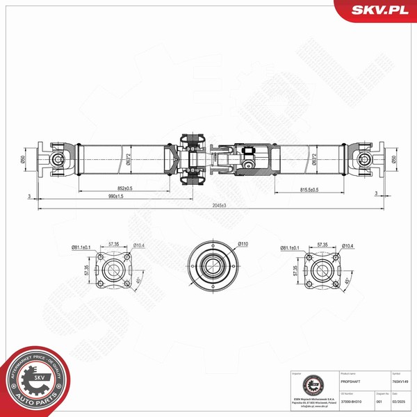 Antriebswelle Esen SKV 76SKV149 FüR Nissan Trail 1 T30 4X4-image