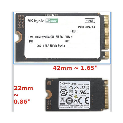 SK hynix BC711 PLP NVMe SSD 512GB PCIe Pyrite 42mm Halogenfrei Schwarz