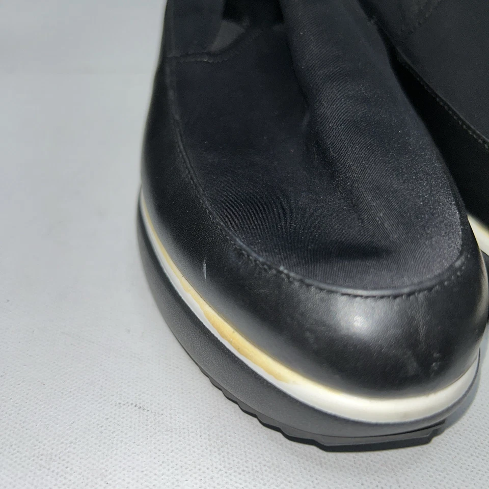 Donald Pliner Womens Lizzee Black Leather Sneaker Black Platform Slip On 8.5 - Image 3 of 4