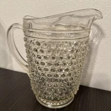 Vintage Anchor Hocking Clear Glass Hobnail  Pitcher Heavy