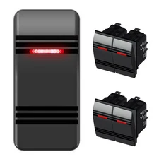 5 Pack 3-Pin Rocker Switch SPST On-Off Waterproof with Red Light 12V 20A