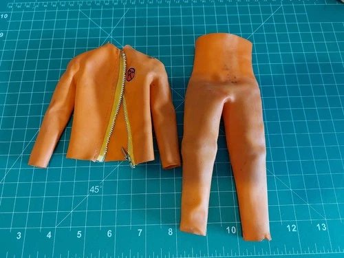 Vintage 1960's GI JOE Accessory Lot Frogman Scuba Suit Orange Rubber