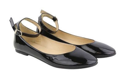 JONAK Damen Schuhe EU38 Schwarz Lackleder Rundspitz Ballerina Pumps