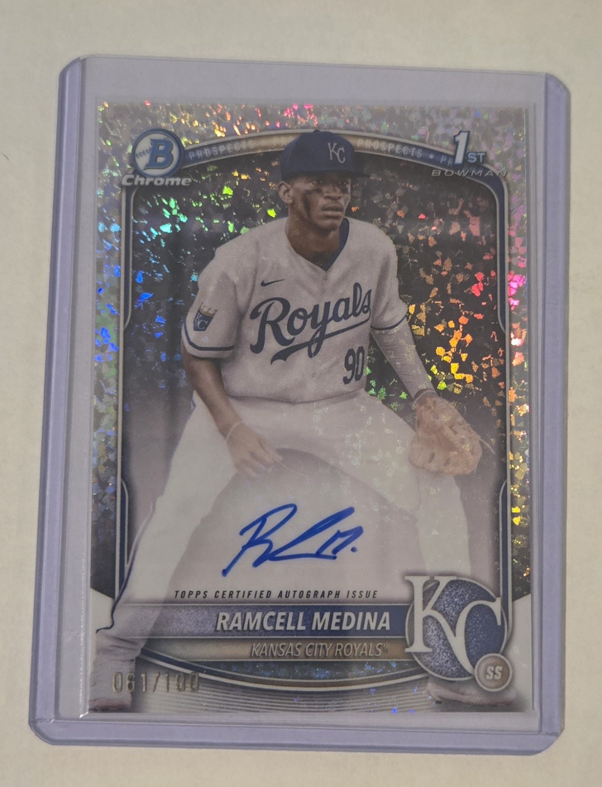 2025 Bowman Chrome Prospect Ramcell Medina 1st #CPA-RA Auto Mini Diamond /100