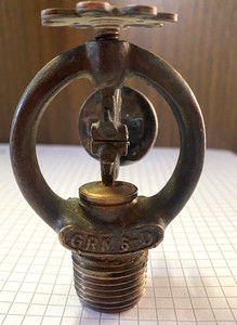 GRIMES Model D 1965 Fire Sprinkler Pendant Head Brass Used Rare 1 Left