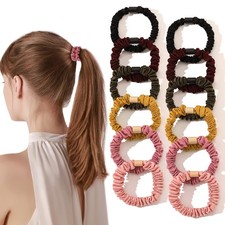 12pcs Silk Hair Ties Scrunchies, Small Mini Scrunchy for Women Thick Hair Access