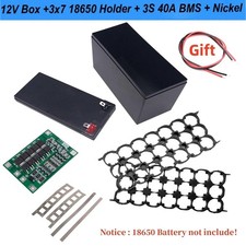 BMS 12V 3S 7P 40A Li-ion Battery Pack Kit Case Holder for 18650 Power Wall Cable