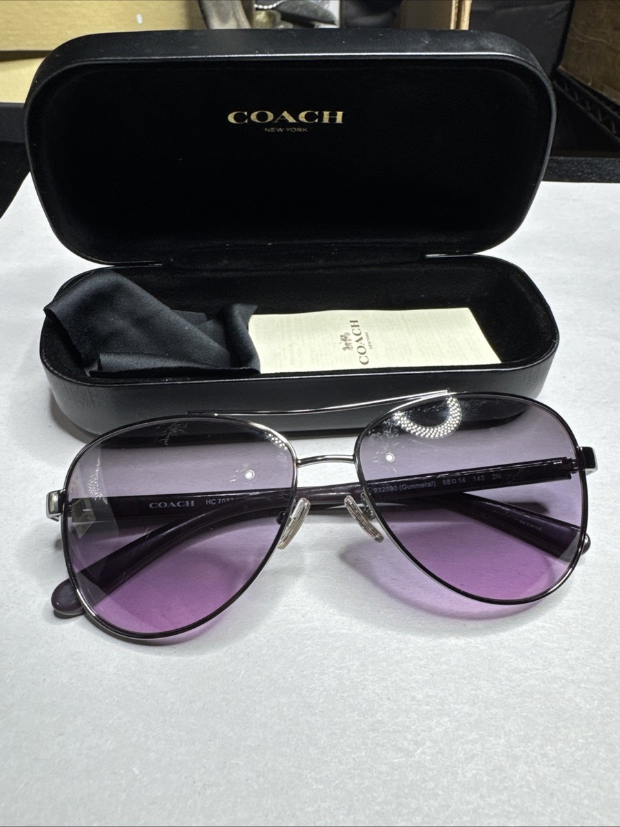 Coach Sunglasses Gun Metal Front Purple Ear Piece And Lenses  display picture 3