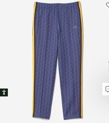 NWT $190 Lacoste signature monogram Sweatpants XL Blue And Black