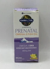 Ex 2/26 Garden Of Life Prenatal Omega-3 DHA Fish Oil  Lemon 60 Softgels Exp 2/26