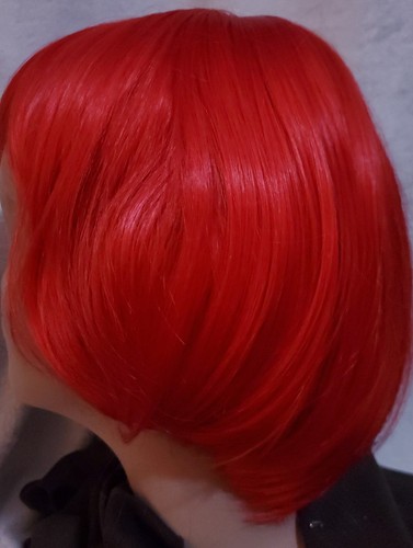 Short Straight Hair Bob Wig With Bangs Halloween Cosplay - Red. Synthetic - Picture 4 of 10