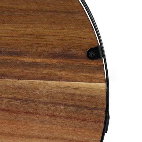 Tablett Serviertablett Getränketablett Teetablett Dekotablett rund Holz Metall - Bild 6 von 6