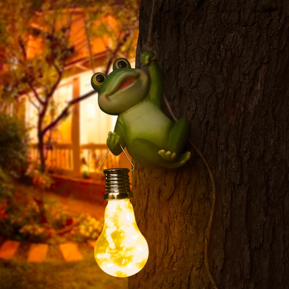 Solar Light Outdoor Frog Garden Decor Hanging Figurines Animals Porch ...