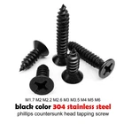 Black 304 Stainless Steel Phillips Flat Countersunk Head Self Tapping Wood Screw