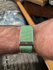 New Whoop mg/5.0 band (with logo) Lime-green color with Silver trim/clasp/link