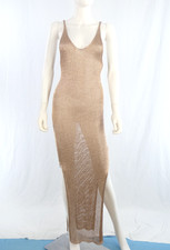 Rose Gold Metallic Maxi Dress Chain Knit Ibiza Party size M Missguided