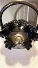 VTG FENTON Glass Basket, Thumbprint Pattern Fenton Deep Black no Flaws 8” , 8.5”