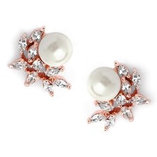 Mariell Pearl Marquise CZ Crystal Wedding Earrings for Bride, Bridesmaids ...