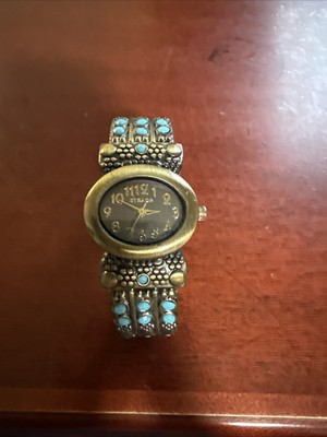 Brass and turquoise wristwatch by Strada