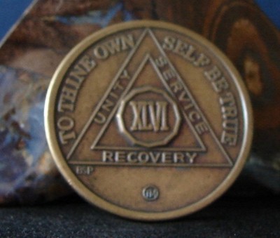 46 Year Alcoholics Anonymous AA Bronze Medallion Coin Chip Token ...