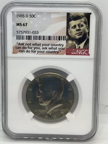 1985 D Kennedy Half Dollar NGC MS67 #1117