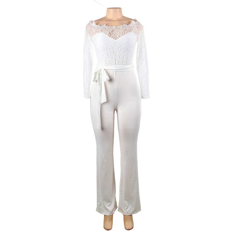 Suzanjas Jumpsuit in weiß mit Spitzen am Oberteil und Ärmel Größe M-XL / 38-44 - Bild 2 von 4