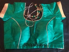 Indian/Pakistani Ethnic Designer Raw Silk Blouse/Choli -Green