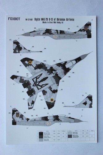 1:32 Foxbot FM 32-002 Masks Digital Camouflage MiG-29 9-13 Ukrainische Luftwaffe - Bild 6 von 24