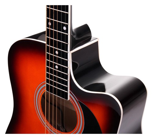 Guitare Electro Acoustique Folk Cutaway XLR Jack 3 Bandes EQ Accordeur Sunburst - Photo 3/6