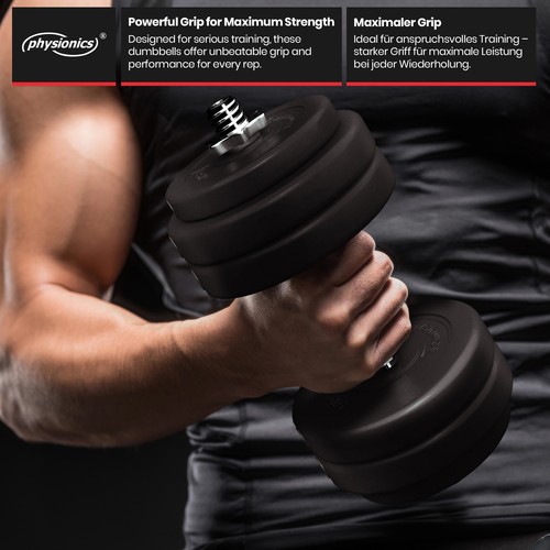 Physionics® Zestaw hantli krótkich 30kg Hantle Obciążniki Zestaw hantli Hantle krótkie - Zdjęcie 6 z 12