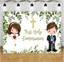 First Holy Communion Backdrop for Photography Girl and Boy Baby Shower Backdr...