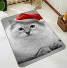 3D Cute White Cat Hat N688 Animal Non Slip Rug Mat Round Elegant Carpet Fay