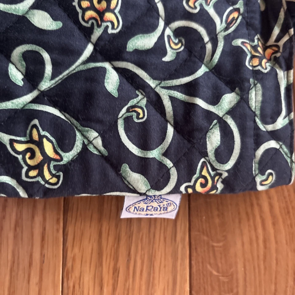 Bolso de Mano Flor Bolso Boho Acolchado Diseño Patrón Asas Trenzadas Naraya Usado en Excelente Condición Foto 3 de 4