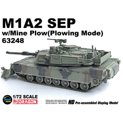 American M1A2 SEP Abrams main battle tank model with minesweeper 1/72