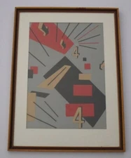 MYSTERY PAINTING POP ART GEOMETRIC CUBISM MODERNISM 4 FOUR COLLAGE EXPRESSIONISM